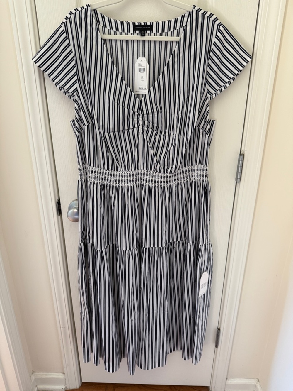 Universal Standard Navy and White Vertical Stripe Dress 2X
